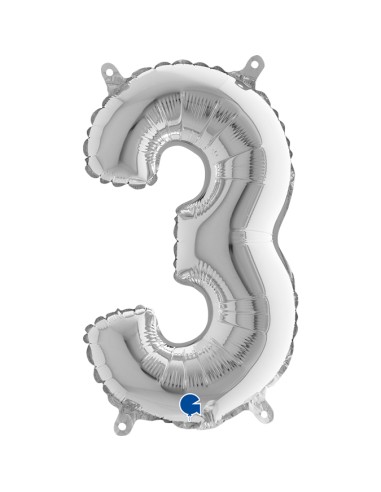 NUMERO MYLAR MEDIO SILVER 3 CM. 35 - L'Officina delle feste