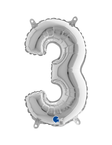 NUMERO MYLAR MEDIO SILVER 3 CM. 35 - L'Officina delle feste
