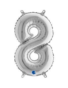 NUMERO MYLAR MEDIO SILVER 8 CM. 35 - L'Officina delle feste 2