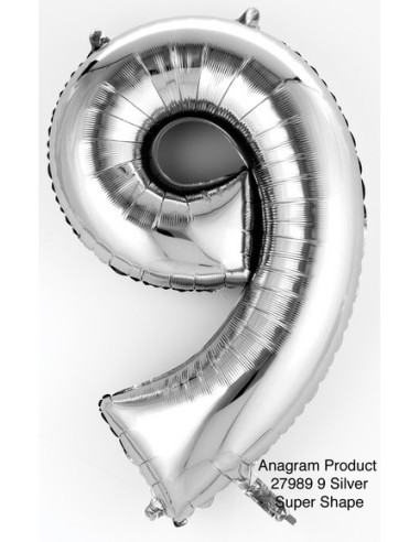 NUMERO MYLAR MEDIO SILVER 9 CM 40 1PZ - L'Officina delle feste