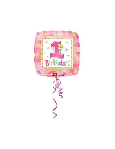 PALLONE 18" FIRST BIRTHDAY ROSA - L'Officina delle feste