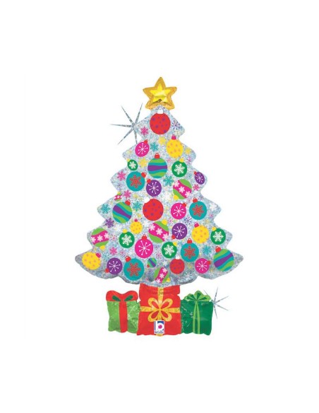 PALLONE ALBERO NATALE CON REGALI PRISMATICO 99CM - L'Officina