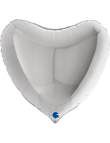 PALLONE CUORE MYLAR 36" ARGENTO 91CM - L'Officina delle feste