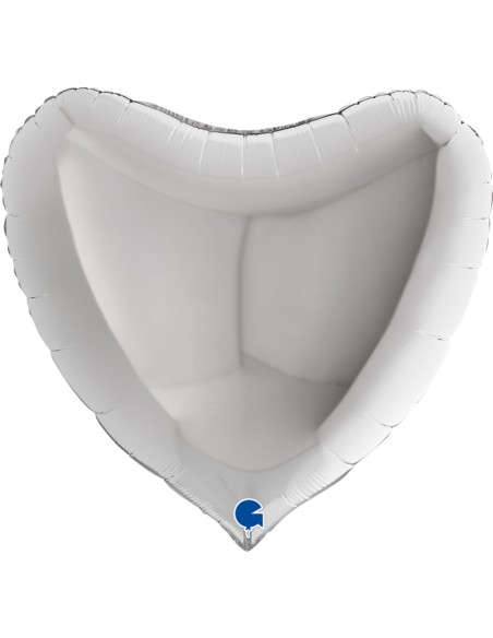 PALLONE CUORE MYLAR 36" ARGENTO 91CM - L'Officina delle feste
