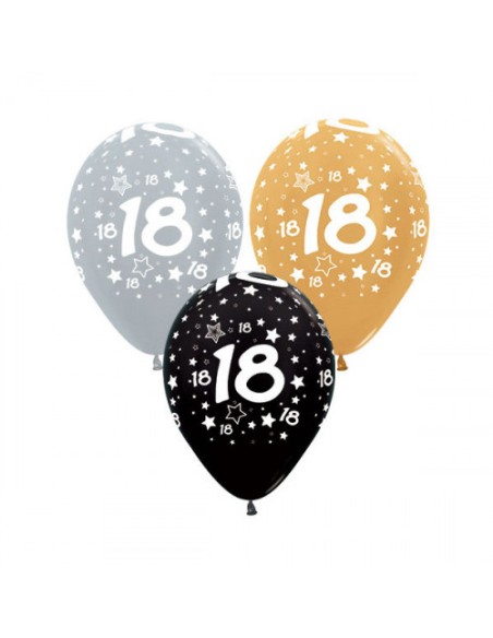 PALLONE LATT. 18 ANNI STARS ASS. 12" 100PZ - L'Officina delle