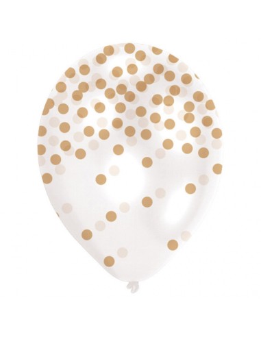 PALLONE LATTICE "CONFETTI-GOLD" 6PZ 11" 27,5CM - L'Officina