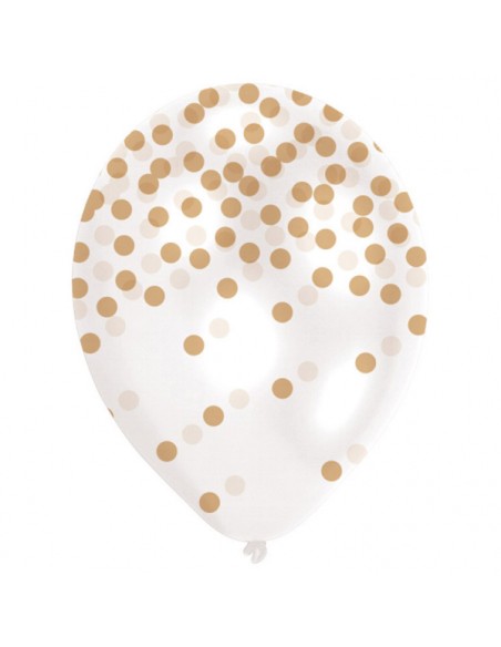 PALLONE LATTICE "CONFETTI-GOLD" 6PZ 11" 27,5CM - L'Officina