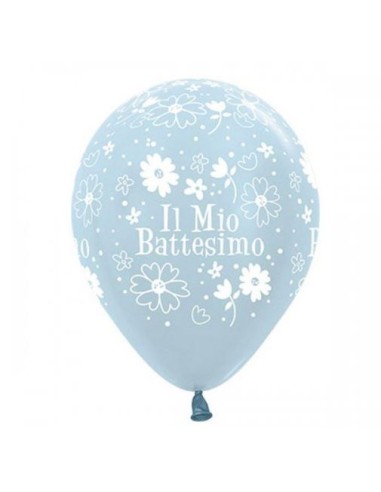 PALLONE LATTICE 12" BATTESIMO CELESTE PERLATO 100PZ -