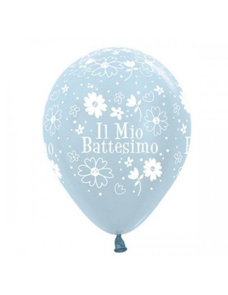PALLONE LATTICE 12" BATTESIMO CELESTE PERLATO 100PZ -