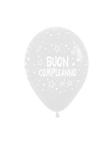 PALLONE LATTICE 12" BUON COMPLEANNO TRASP. 30CM 100PZ -