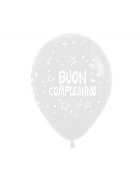 PALLONE LATTICE 12" BUON COMPLEANNO TRASP. 30CM 100PZ -