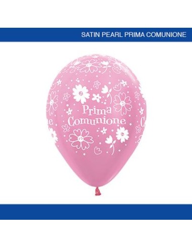 PALLONE LATTICE 12" ROSA PERL 1° COMUNIONE FIORI PZ.50 -
