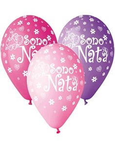 PALLONE LATTICE 12" STAMPA SONO NATA 50PZ - L'Officina delle 2