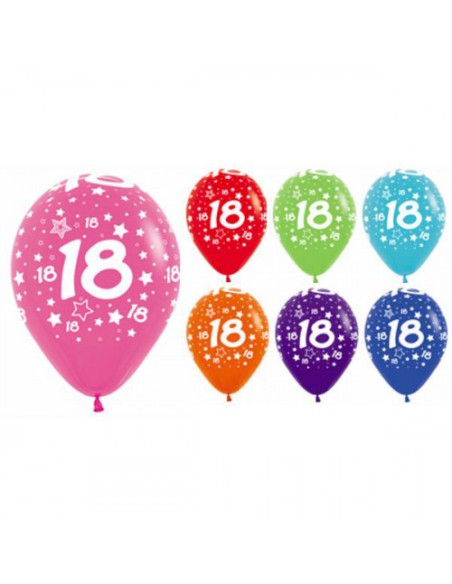 PALLONE LATTICE 18 ANNI STARS ASS. 12" 100PZ - L'Officina delle