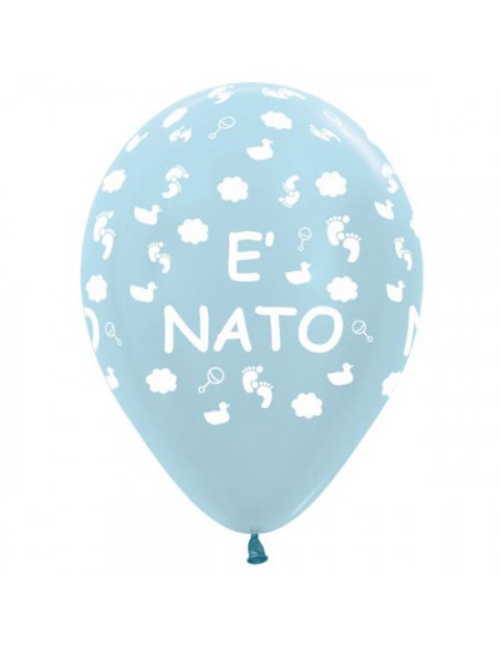 PALLONE LATTICE CELESTE PERL. E' NATO PERLATO 12" 100PZ -