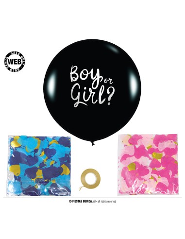 PALLONE LATTICE MONGOLFIERA 70CM BOY OR GIRL? CON CORIANDOLI -