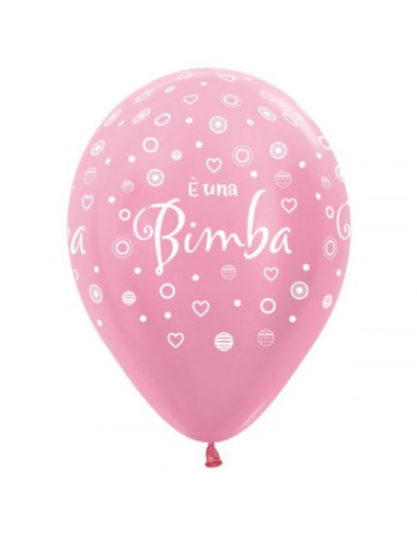 PALLONE LATTICE ROSA PERL. 12" E' UNA BIMBA 100PZ - L'Officina