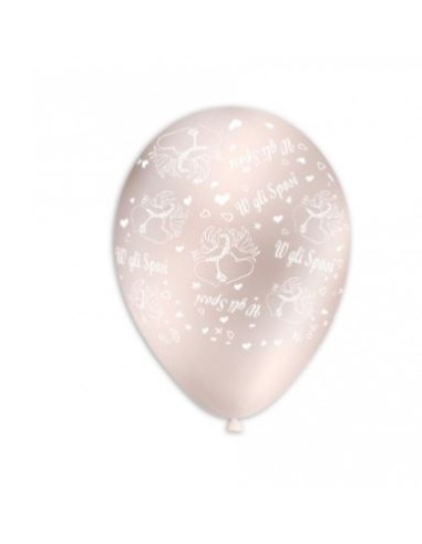 PALLONE LATTICE STAMPA SPOSI TRASP. CUORI E COLOMBE PZ.100 -