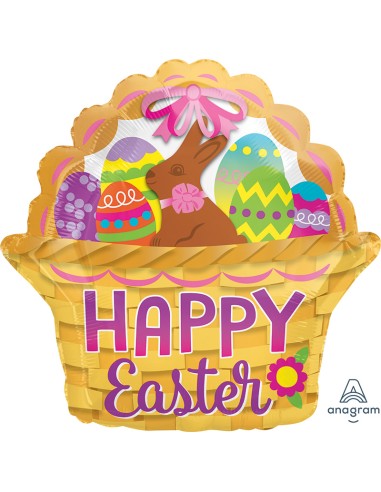 PALLONE MYLAR 15" CESTINO CON UOVA PASQUALI 38CM - L'Officina