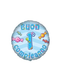 PALLONE MYLAR 18" BUON 1° COMPLEANNO CELESTE - L'Officina delle 2