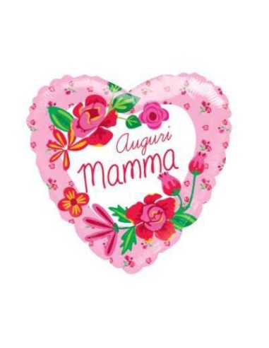 PALLONE MYLAR 18" CUORE AUGURI MAMMA - L'Officina delle feste
