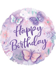 PALLONE MYLAR 18" HAPPY BIRTHDAY FARFALLE 45CM - L'Officina 2
