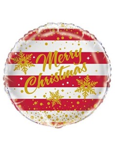 PALLONE MYLAR 18'' /45CM MERRY CHRISTMAS ROSSO RIGHE ORO - 2
