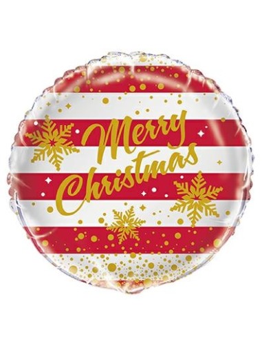 PALLONE MYLAR 18'' /45CM MERRY CHRISTMAS ROSSO RIGHE ORO -