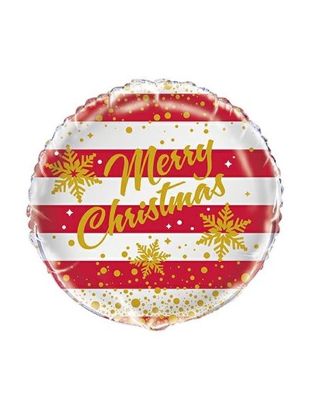 PALLONE MYLAR 18'' /45CM MERRY CHRISTMAS ROSSO RIGHE ORO -
