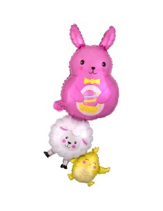PALLONE MYLAR 39" PASQUA BUNNY AND FRIENDS 99CM - L'Officina 2