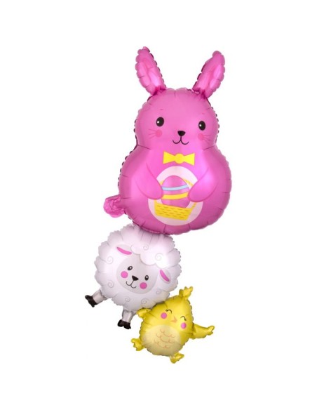 PALLONE MYLAR 39" PASQUA BUNNY AND FRIENDS 99CM - L'Officina