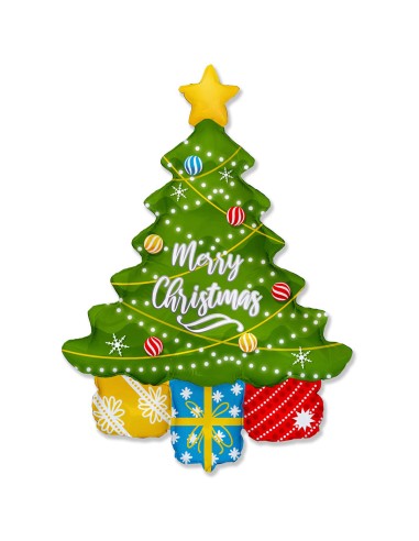 PALLONE MYLAR 43" ALBERO DI NATALE MERRY CHRISTMAS 109X69CM -