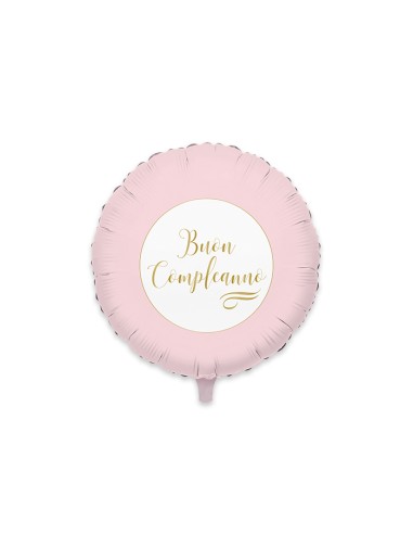 PALLONE MYLAR CM. 45 "BUON COMPLEANNO" ROSA CHIC - L'Officina