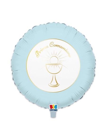 PALLONE MYLAR CM. 45 PRIMA COMUNIONE CELESTE - L'Officina delle