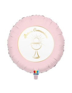 PALLONE MYLAR CM. 45 PRIMA COMUNIONE ROSA - L'Officina delle 2