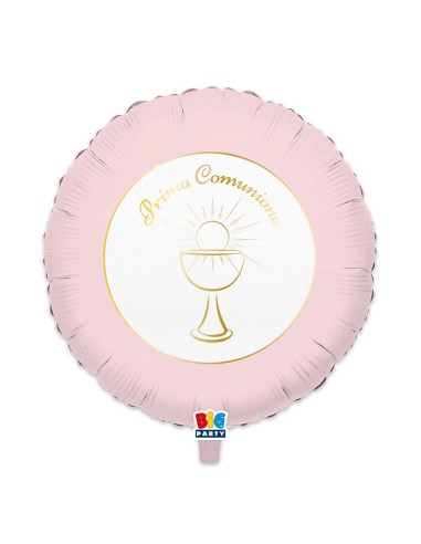 PALLONE MYLAR CM. 45 PRIMA COMUNIONE ROSA - L'Officina delle
