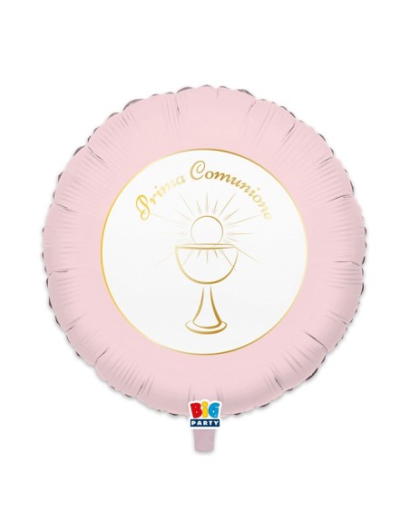 PALLONE MYLAR CM. 45 PRIMA COMUNIONE ROSA - L'Officina delle
