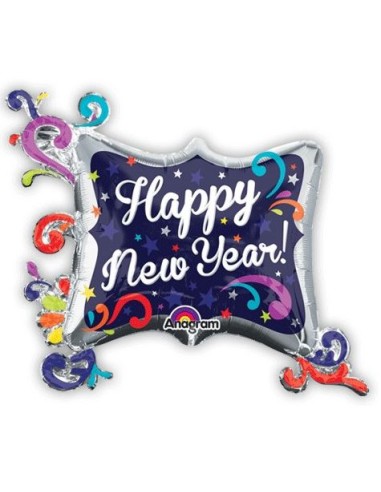 PALLONE MYLAR CORNICE HAPPY NEW YEAR CM. 86X73 - L'Officina