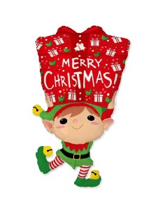 PALLONE MYLAR ELFO MERRY CHRISTMAS 39" 107X58CM - L'Officina 2