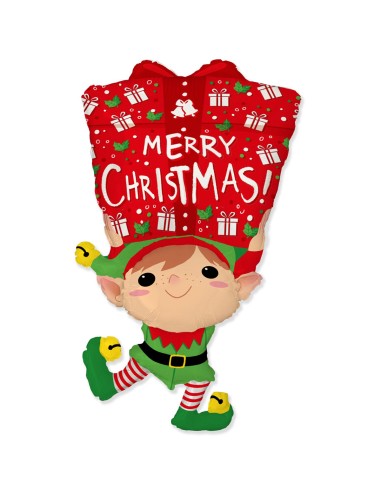 PALLONE MYLAR ELFO MERRY CHRISTMAS 39" 107X58CM - L'Officina