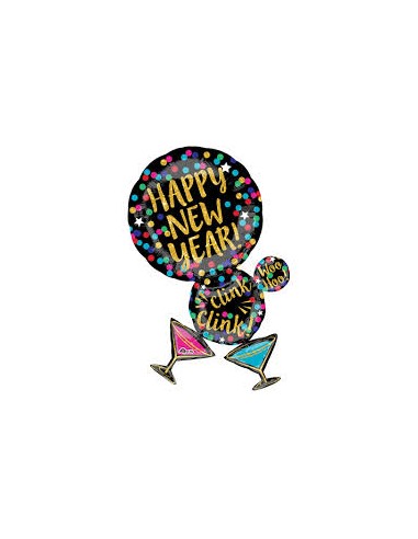 PALLONE MYLAR HAPPY NEW YEAR CIN CIN CM. 60X86 - L'Officina