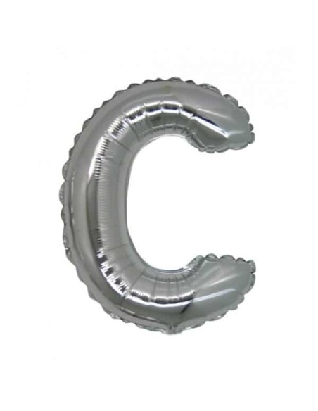 PALLONE MYLAR LETTERA " C " ARGENTO H.35CM - L'Officina delle