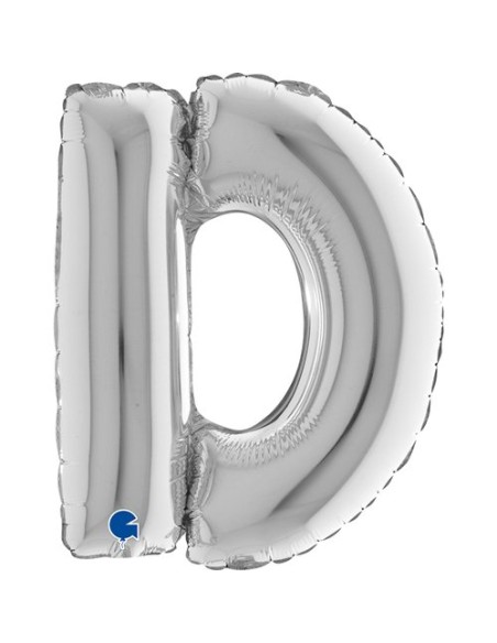 PALLONE MYLAR LETTERA " D " ARGENTO CM. 35 - L'Officina delle