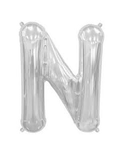 PALLONE MYLAR LETTERA " N " ARGENTO 35CM - L'Officina delle 2