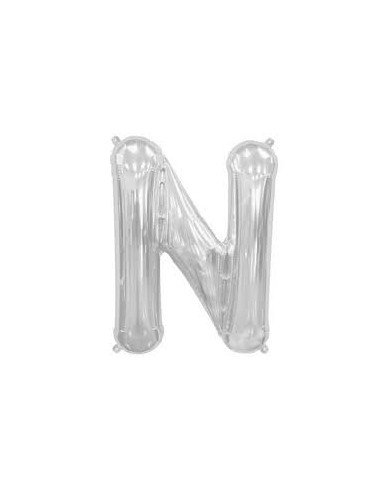PALLONE MYLAR LETTERA " N " ARGENTO 35CM - L'Officina delle