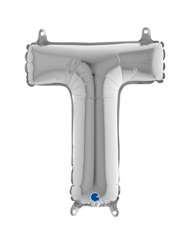 PALLONE MYLAR LETTERA " T " ARGENTO CM. 35 - L'Officina delle