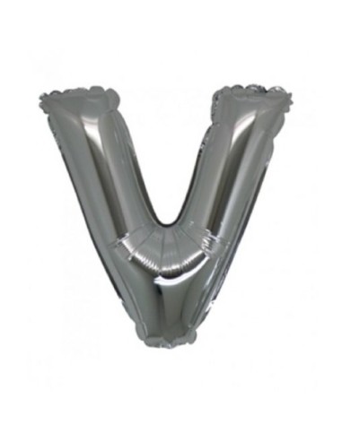 PALLONE MYLAR LETTERA " V " ARGENTO CM. 35 - L'Officina delle
