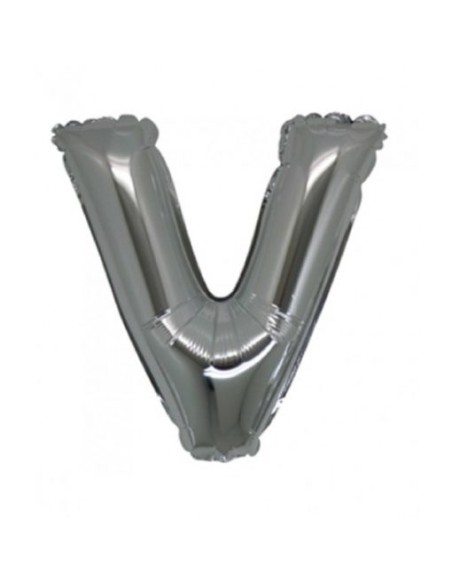 PALLONE MYLAR LETTERA " V " ARGENTO CM. 35 - L'Officina delle