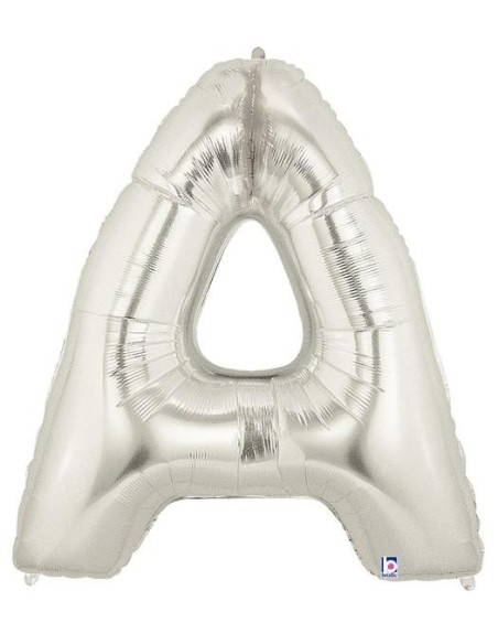 PALLONE MYLAR MEGA LETTERA "A" ARGENTO 102CM - L'Officina delle