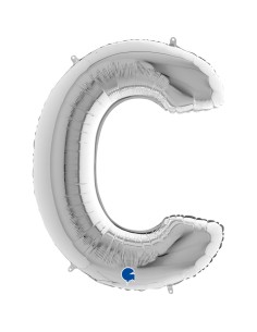 PALLONE MYLAR MEGA LETTERA "C" ARGENTO 102CM - L'Officina delle 2